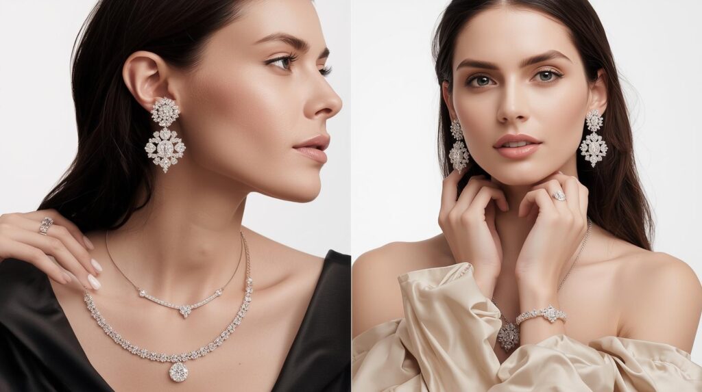 How to Place Bulk Custom Jewellery Orders with Our Team, a full diamond jewellery set with a model (2)