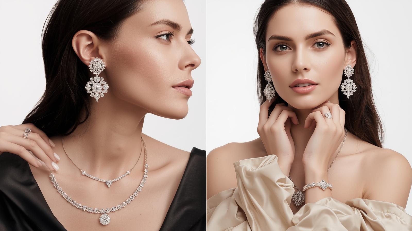 How to Place Bulk Custom Jewellery Orders with Our Team, a full diamond jewellery set with a model (2)