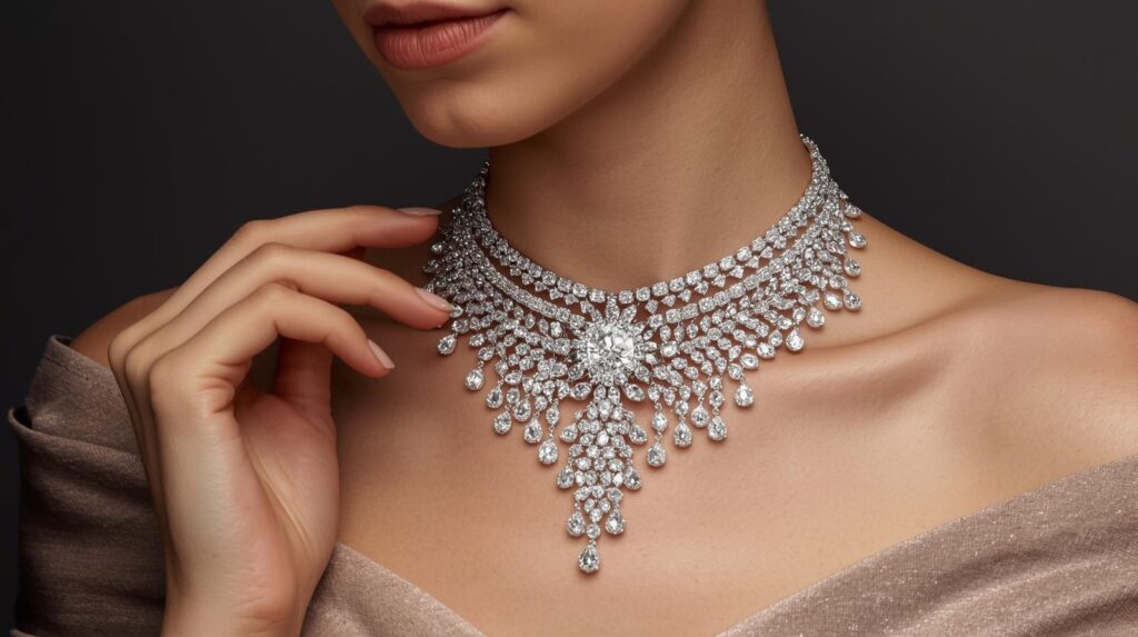 Inventory Planning Tips for Jewellery Retailers During Festive & Wedding Seasons,daimond nicklace with model